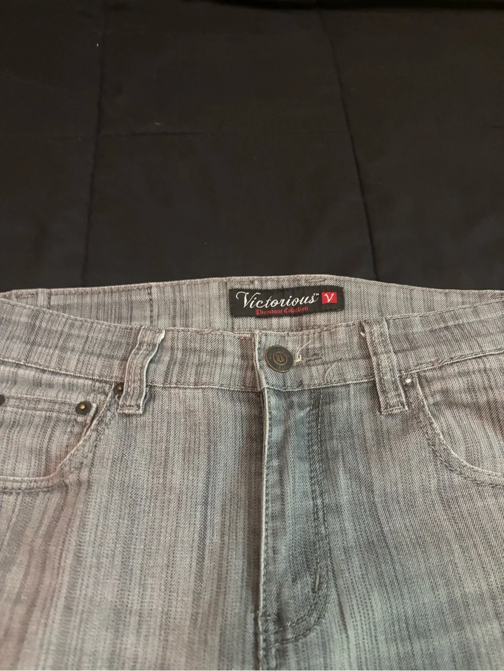 Victorious Men’s Light Gray Slim Stretch Straight Jeans 32x30